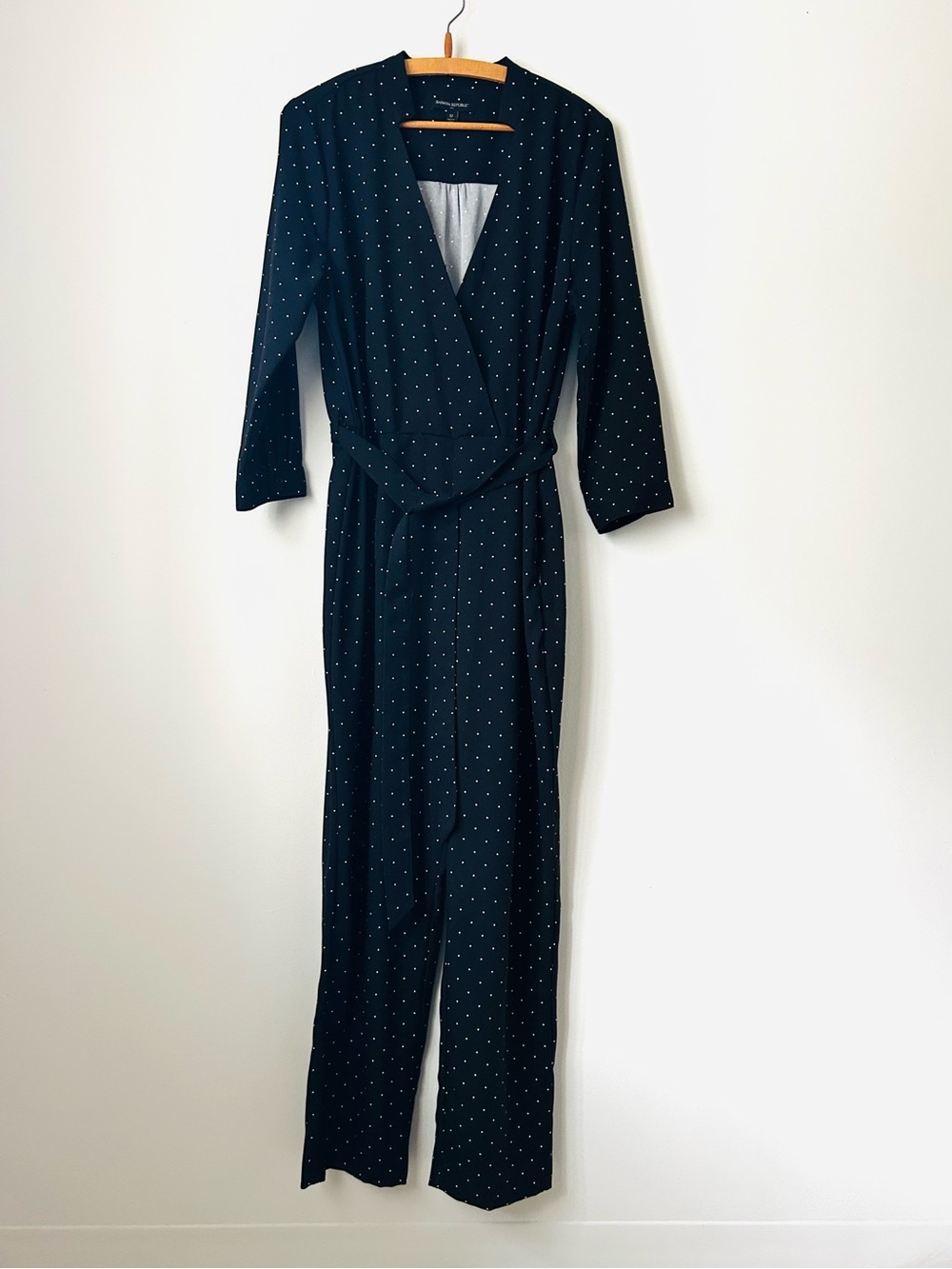 Banana Republic Black Polka Dot Wrap Jumpsuit